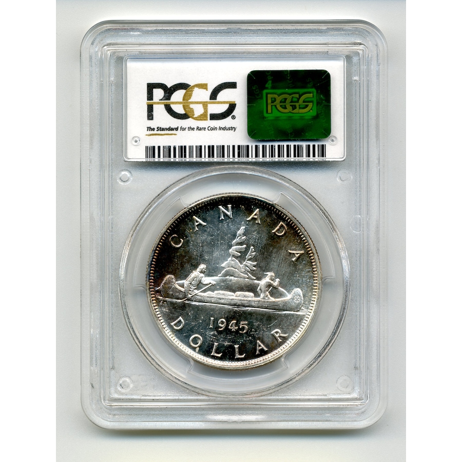 Image 733483_ALTMORE1.jpg, Product 733-483 / Price $2,475.00, Rare Low-Mintage 1945 Silver Dollar, PCGS Graded Choice Uncirculated MS-64 from Canadian Coin & Currency on TSC.ca's Coins department