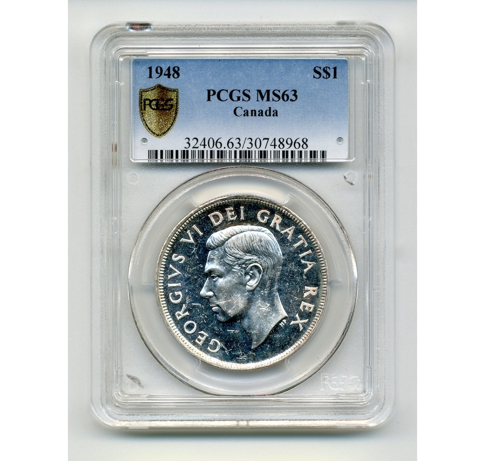 Image 733489.jpg, Product 733-489 / Price $4,395.00, Rare Key-Date 1948 Silver Dollar, PCGS Graded Choice Uncirculated MS-63 from Canadian Coin & Currency on TSC.ca's Coins department