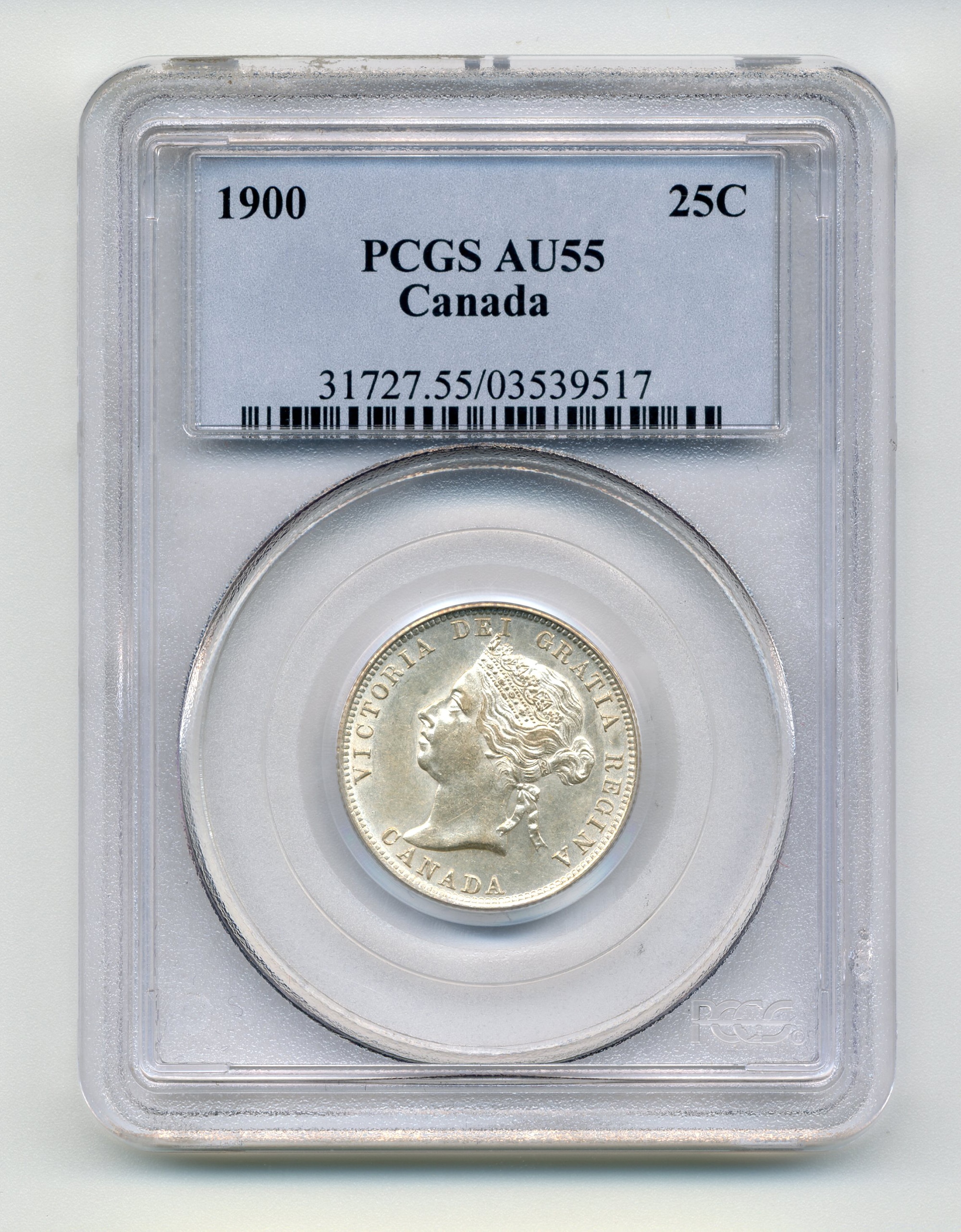 Canada 1900 25-Cent Coin, PCGS Graded Choice About