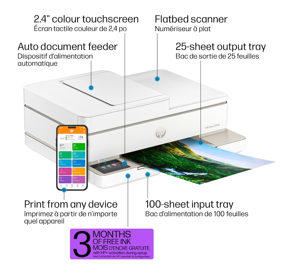 Image 733746_ALTMORE10.jpg, Product 733-746 / Price $209.99, HP Envy 6555e Wireless Colour Inkjet Printer (print, scan, copy) from HP - Hewlett Packard on TSC.ca's Electronics department
