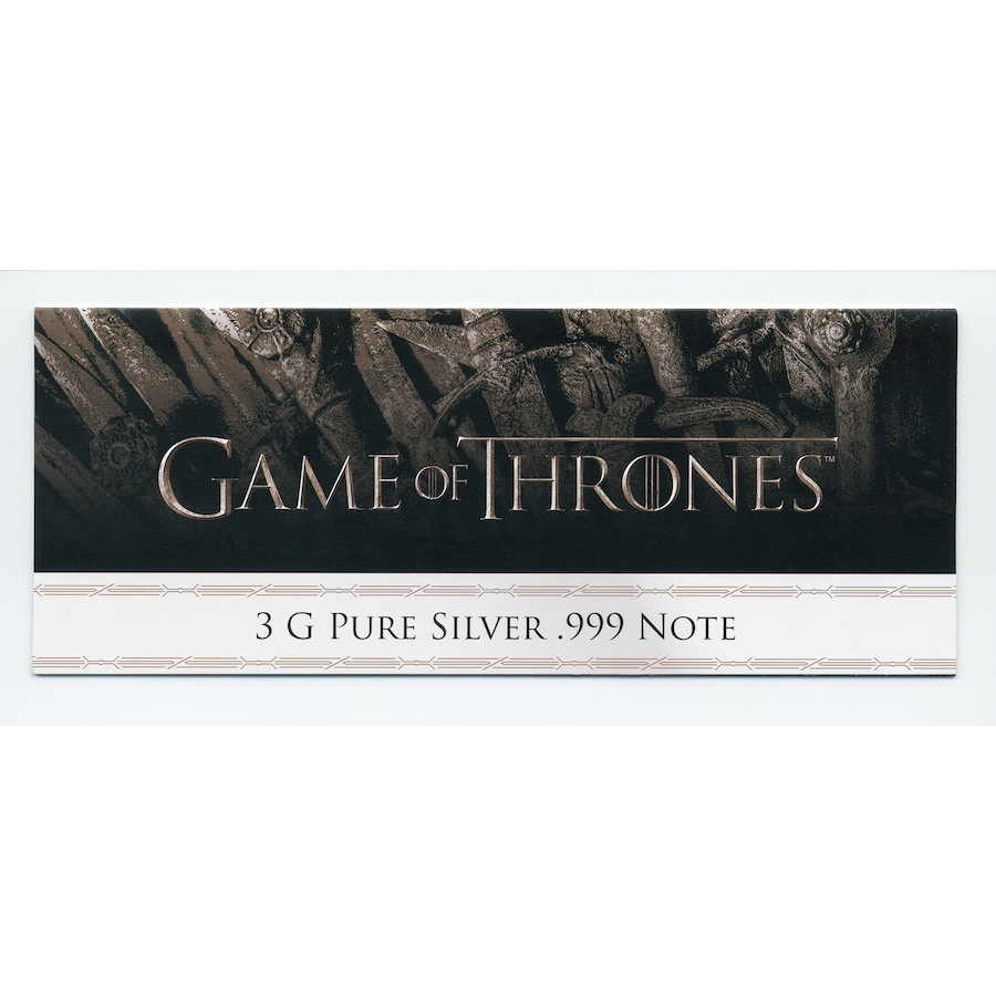 Image 733754_ALTMORE2.jpg, Product 733-754 / Price $69.95, 2024 Game of Thrones Three-Gram $1 Pure Silver Note, Samoa from Canadian Coin & Currency on TSC.ca's Coins department