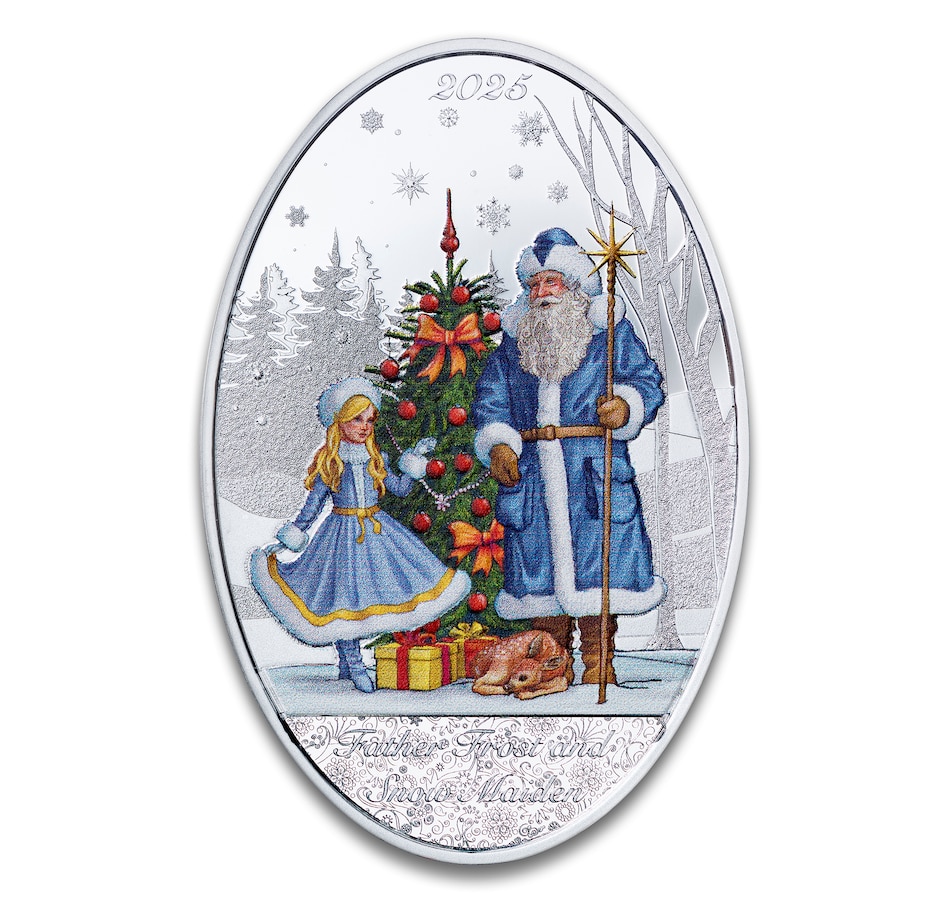 Image 733759_ALTMORE1.jpg, Product 733-759 / Price $189.95, 2025 Father Frost and the Snow Maiden $5 One-Ounce Fine Silver Coin in Matryoshka Nesting Doll Presentation, Solomon Islands from Canadian Coin & Currency on TSC.ca's Coins department