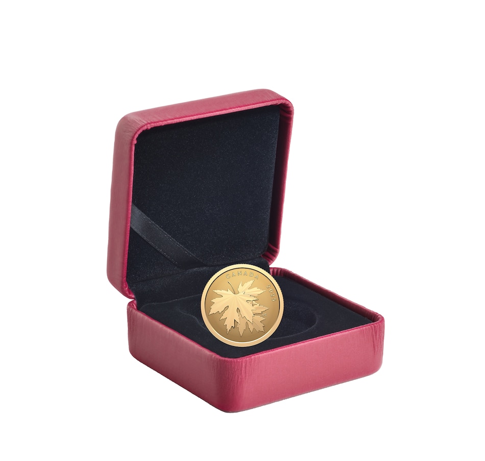 Image 733804.jpg, Product 733-804 / Price $1,629.95, 2025 $100 Fine Gold Coin - Gleaming Maple Leaf from Royal Canadian Mint (RCM) on TSC.ca's Coins department