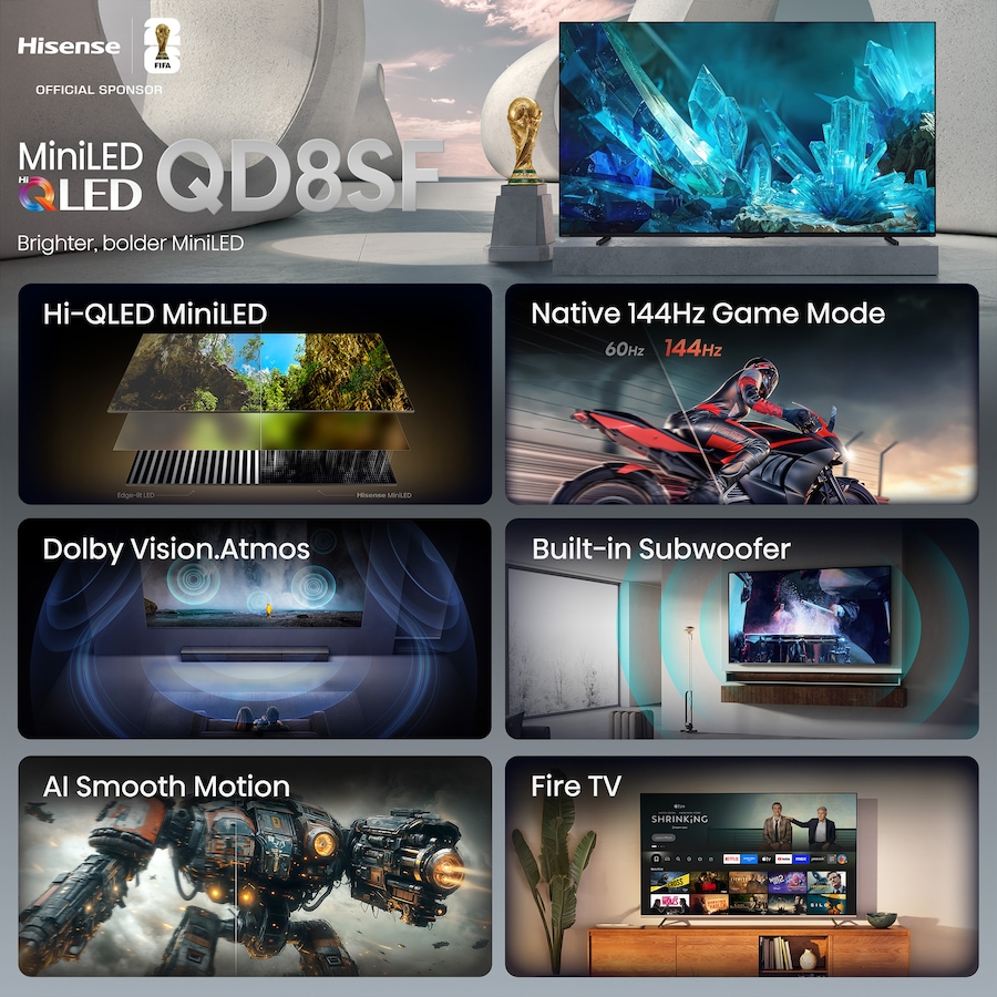 Image 733837_ALTMORE1.jpg, Product 733-837 / Price $679.99 - $1,119.99, Hisense QD8SF Hi-QLED Mini-LED AI 144Hz Fire TV from Hisense on TSC.ca's Electronics department