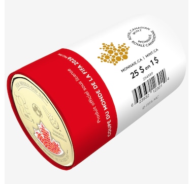 2026 FIFA World Cup $1 Special Wrap Roll 25 Coins Coloured