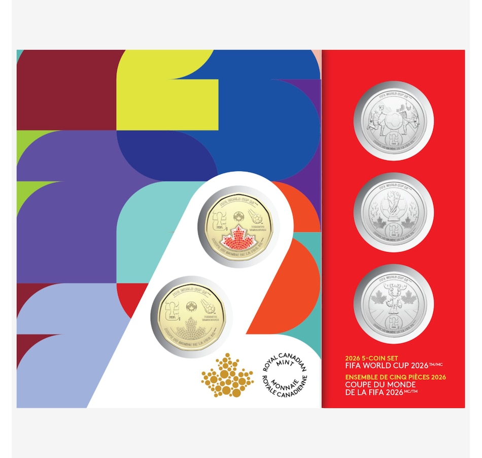Image 733937.jpg, Product 733-937 / Price $39.95, 2026 FIFA World Cup Five Coin Set from Royal Canadian Mint (RCM) on TSC.ca's Coins department