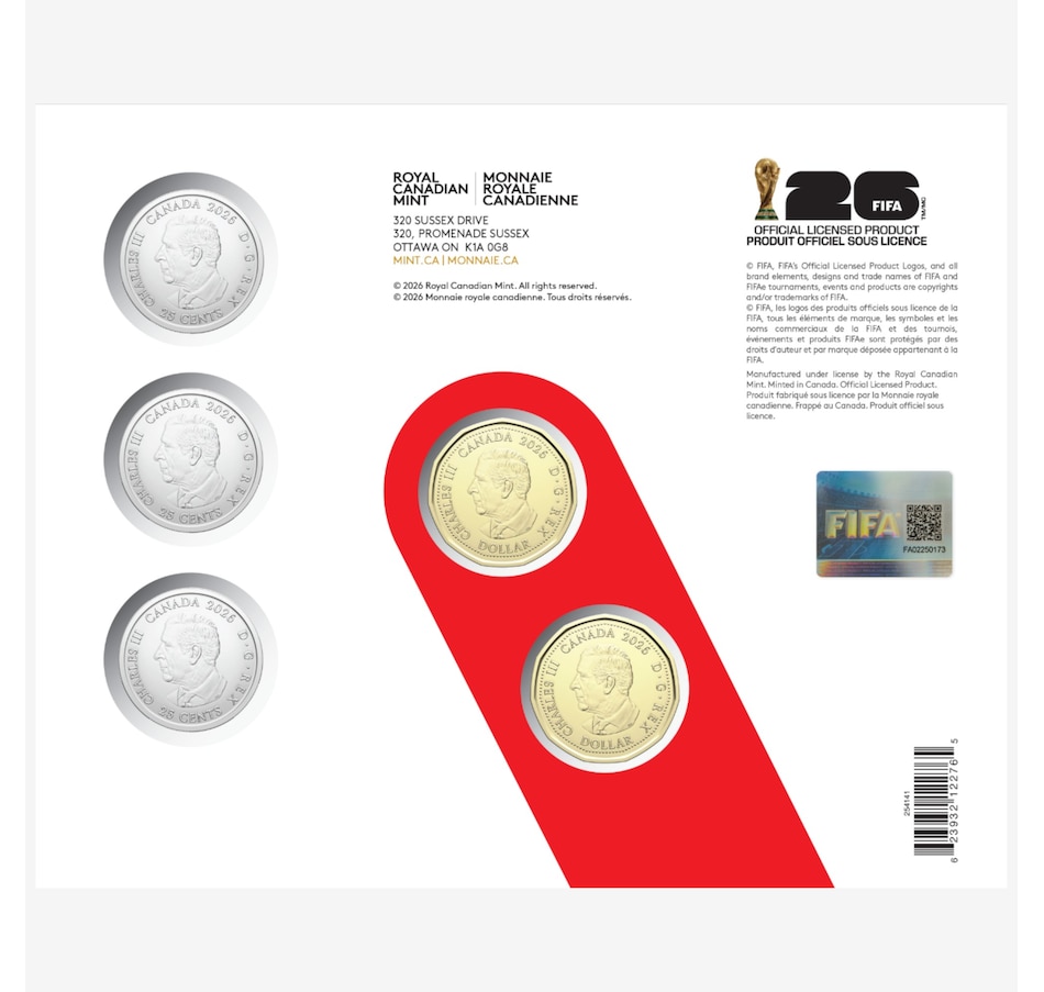 Image 733937_ALTMORE3.jpg, Product 733-937 / Price $39.95, 2026 FIFA World Cup Five Coin Set from Royal Canadian Mint (RCM) on TSC.ca's Coins department