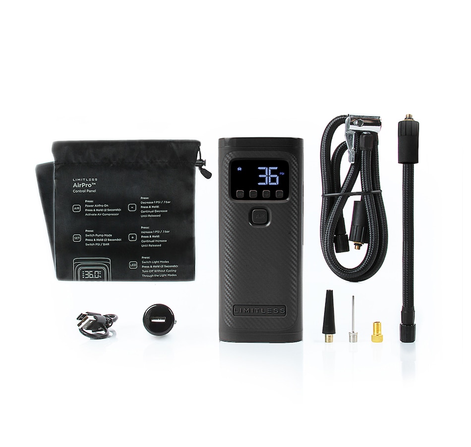Image 734007_BLK.jpg, Product 734-007 / Price $139.99, Limitless AirPro Portable Air Compressor, Power Bank, and Flashlight on TSC.ca's Home & Garden department