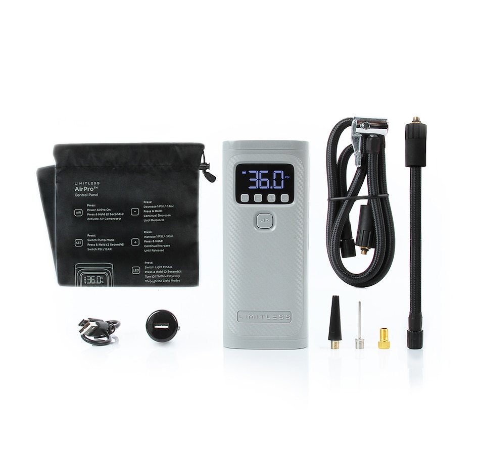 Image 734007_GRY.jpg, Product 734-007 / Price $139.99, Limitless AirPro Portable Air Compressor, Power Bank, and Flashlight on TSC.ca's Home & Garden department