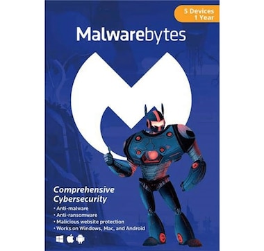 Malwarebytes Premium Cybersecurity Software - Download, 5-Device Licence, 1-Year