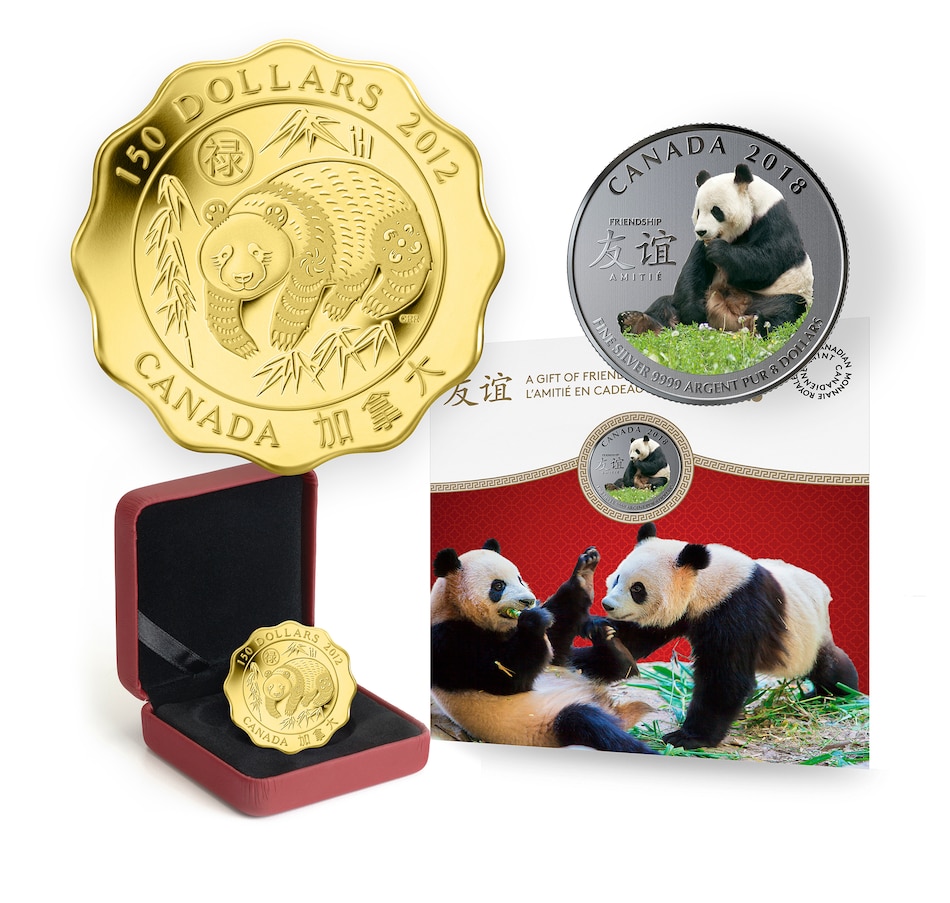 Image 734068.jpg, Product 734-068 / Price $1,388.88, 2012 $150 Blessing of Good Fortune Fine Gold Coin and $8 Panda Fine Gold Coin from Royal Canadian Mint (RCM) on TSC.ca's Coins department