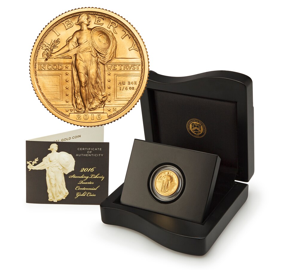 Image 734070.jpg, Product 734-070 / Price $999.95, 2016 Standing Liberty Quarter-Ounce Fine Gold Coin from Canadian Coin & Currency on TSC.ca's Coins department