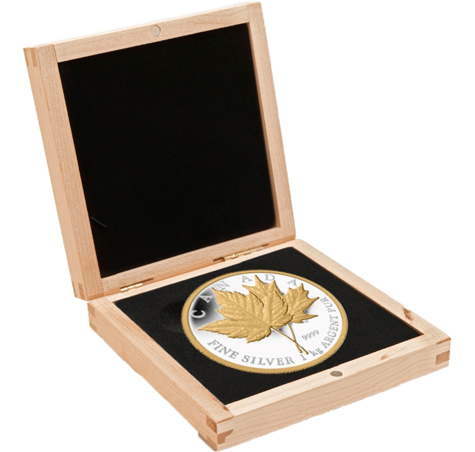 Image 734076.jpg, Product 734-076 / Price $2,695.00, 2013 $250 Maple Leaf Forever Pure Silver Kilo Coin with Selective Gold Plating from Royal Canadian Mint (RCM) on TSC.ca's Coins department
