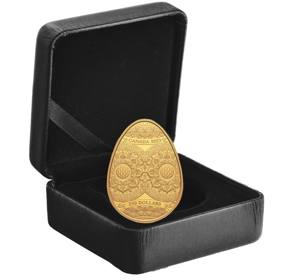 Image 734106_ALTMORE2.jpg, Product 734-106 / Price $9,695.00, 2023 $250 Pure Gold Coin Pysanka Egg from Royal Canadian Mint (RCM) on TSC.ca's Coins department