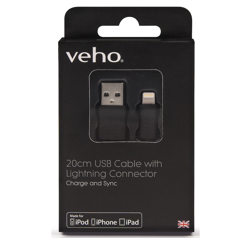 Image 734241_ALTMORE3.jpg, Product 734-241 / Price $17.99, Veho Pebble Certified MFi Lightning to USB Charge and Sync Cable (0.2 m) from Veho on TSC.ca's Electronics department