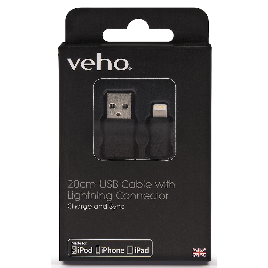 Image 734241_ALTMORE3.jpg, Product 734-241 / Price $14.99, Veho Pebble Certified MFi Lightning to USB Charge and Sync Cable (0.2 m) from Veho on TSC.ca's Electronics department