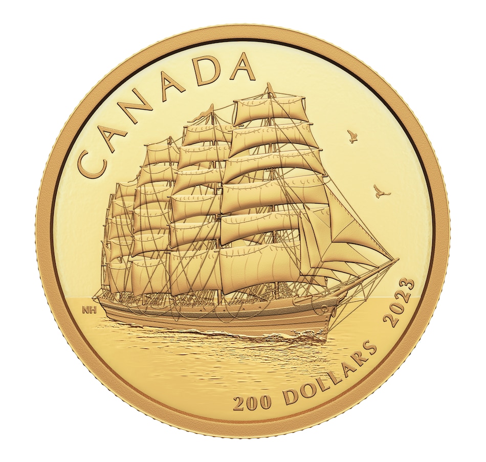Image 734408.jpg, Product 734-408 / Price $1,999.95, 2023 $200 Pure Gold Coin, Full-Rigged Tall Ship from Royal Canadian Mint on TSC.ca's Coins department