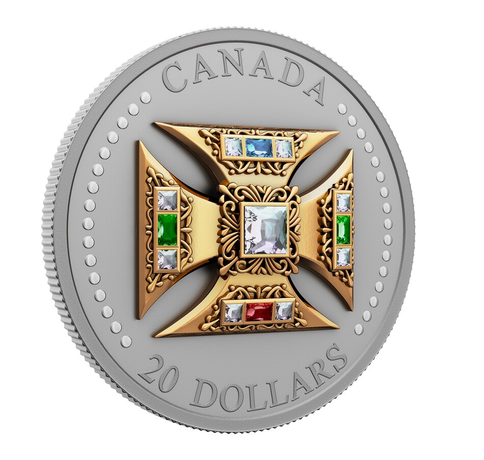 Image 734514_ALTMORE2.jpg, Product 734-514 / Price $199.95, 2023 $20 Fine Silver St. Edward’s Crown with Gold-Plated Coloured Stone Embellishment from Royal Canadian Mint (RCM) on TSC.ca's Coins department