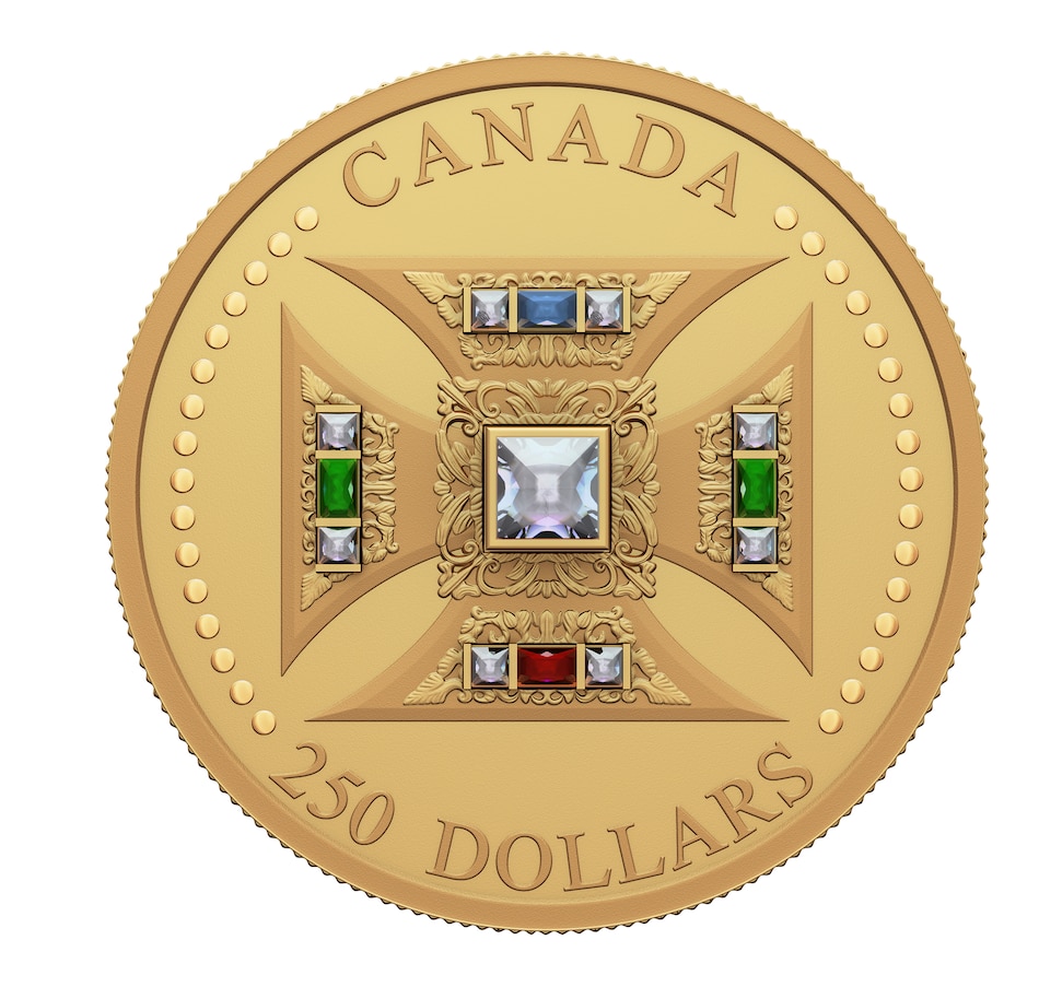 Image 734515.jpg, Product 734-515 / Price $7,699.95, 2023 $250 Fine Silver St. Edward's Crown with Solid Gold Cross and Genuine Gemstones from Royal Canadian Mint (RCM) on TSC.ca's Coins department