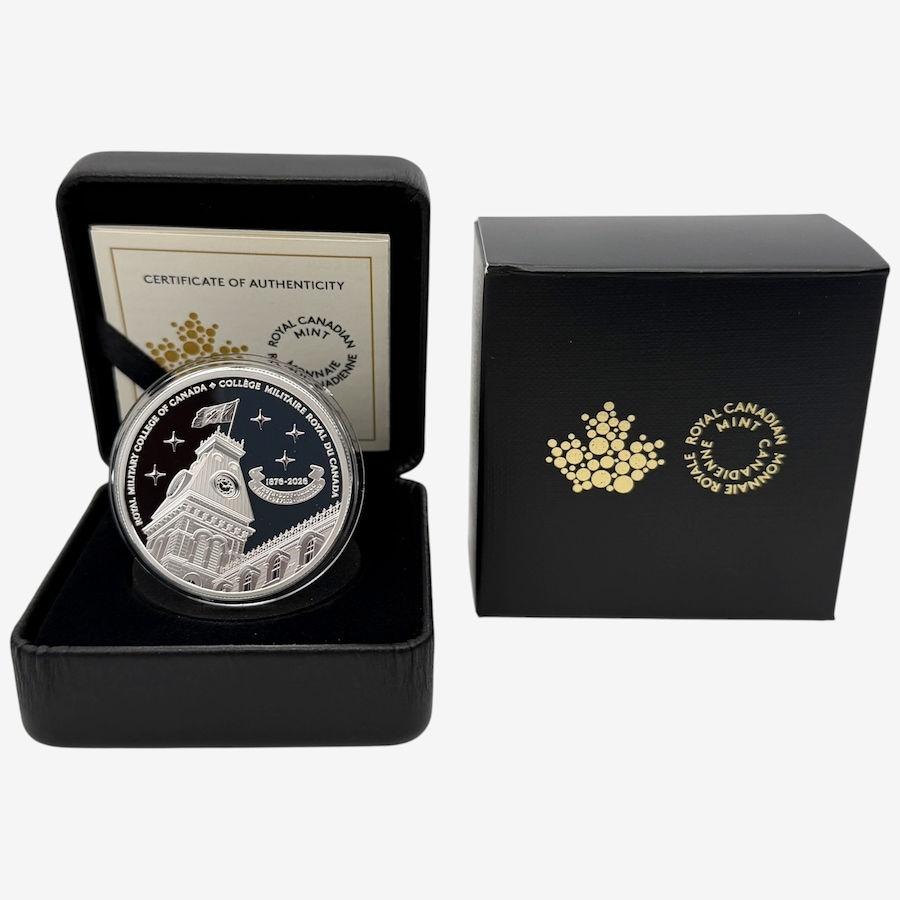 Image 734547.jpg, Product 734-547 / Price $239.95, 2026 $20 Royal Military College 150th Anniversary Fine Silver Coin  from Royal Canadian Mint (RCM) on TSC.ca's Coins department