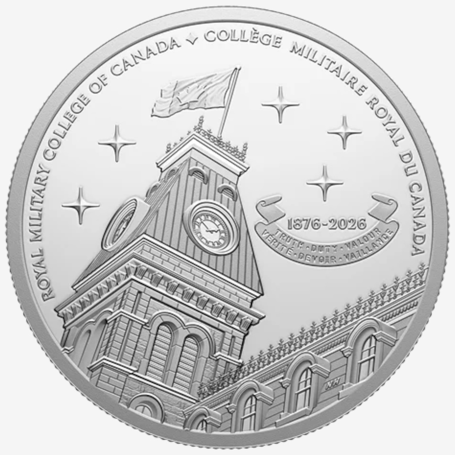 Image 734547_ALTMORE1.jpg, Product 734-547 / Price $239.95, 2026 $20 Royal Military College 150th Anniversary Fine Silver Coin  from Royal Canadian Mint (RCM) on TSC.ca's Coins department