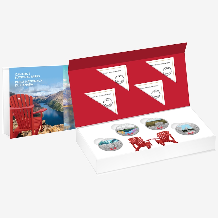 Image 734552.jpg, Product 734-552 / Price $559.90, 2026 $20 National Parks Four-Coin Set Subscription (first two coins shipped now) from Royal Canadian Mint (RCM) on TSC.ca's Coins department