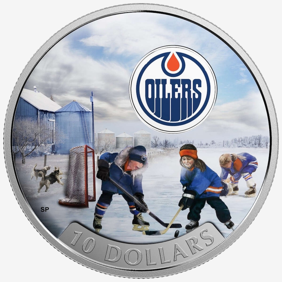 Image 734554_ALTMORE1.jpg, Product 734-554 / Price $89.95, 2017 $10 Edmonton Oilers Passion to Play Fine Silver Coin from Royal Canadian Mint (RCM) on TSC.ca's Coins department