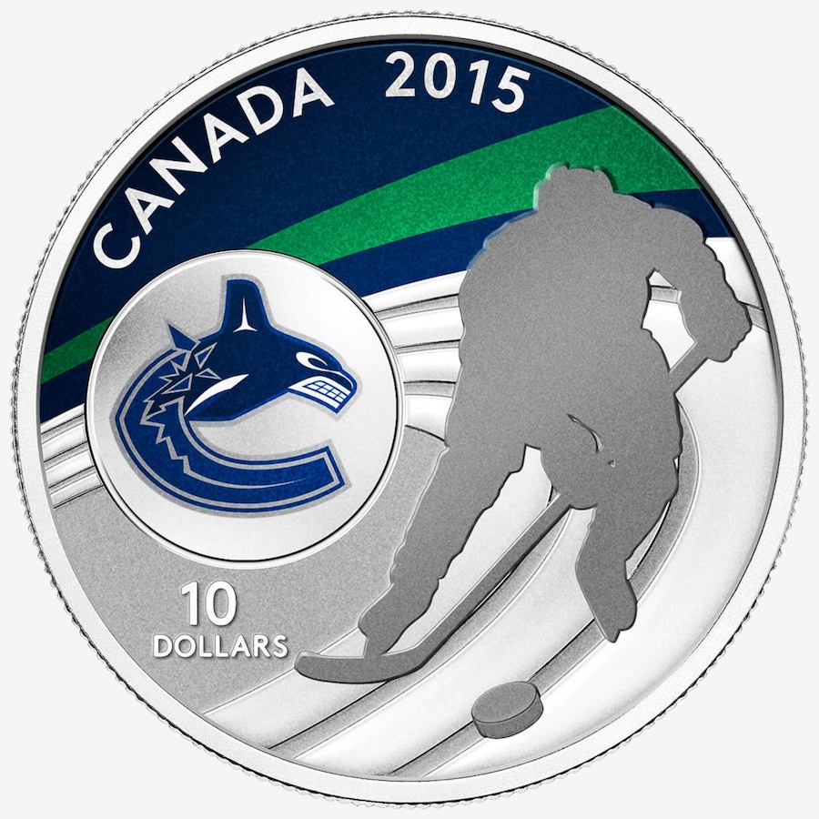 Image 734558_ALTMORE1.jpg, Product 734-558 / Price $89.95, 2015 $10 Vancouver Canucks Fine Silver Coin from Royal Canadian Mint (RCM) on TSC.ca's Coins department