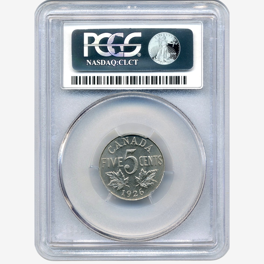 Image 734821_ALTMORE1.jpg, Product 734-821 / Price $1,850.00, Rare 1926 Far 6 Five-Cent Coin, PCGS Certified Choice About Uncirculated, AU-58 from Canadian Coin & Currency on TSC.ca's Coins department