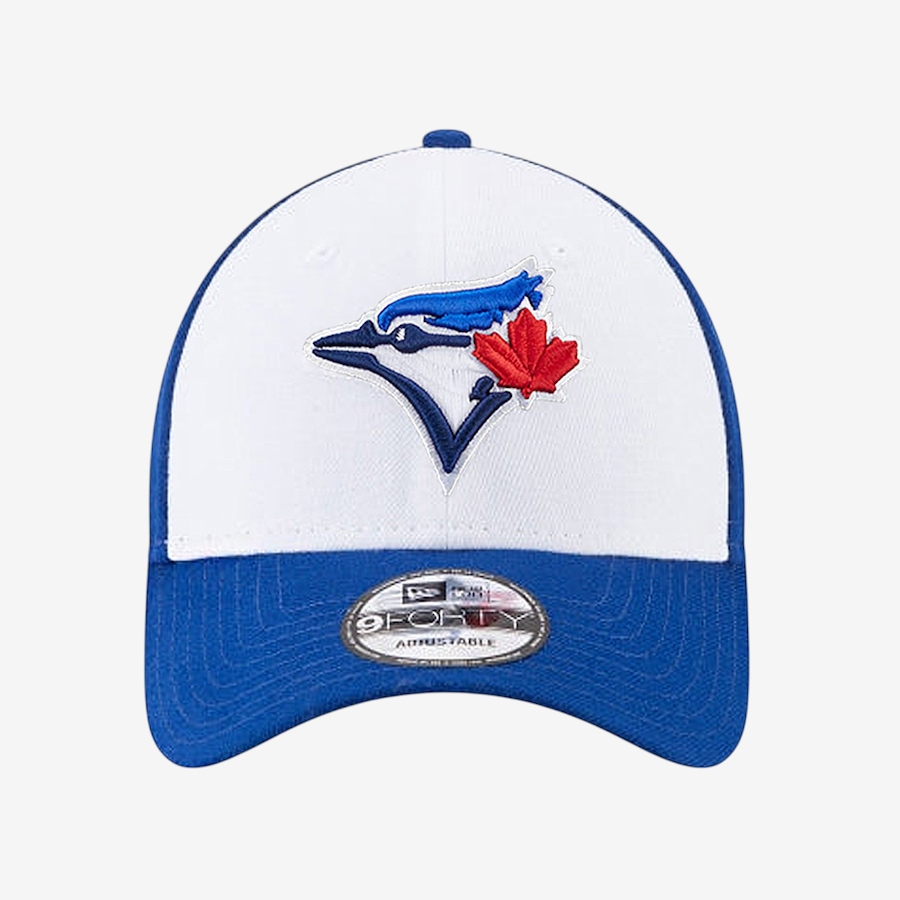 Image 734854_ALTMORE1.jpg, Product 734-854 / Price $52.99, Men's Toronto Blue Jays New Era 50th Season Side Patch 9FORTY Adjustable Velcro Hat (white/blue) from New Era on TSC.ca's Sports department