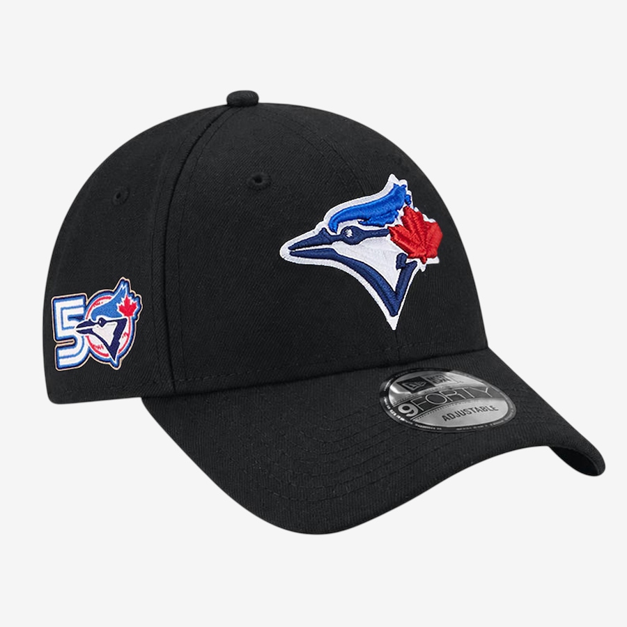 Image 734855.jpg, Product 734-855 / Price $52.99, Men's Toronto Blue Jays New Era 50th Season Side Patch 9FORTY Adjustable Velcro Hat (black) from New Era on TSC.ca's Sports department