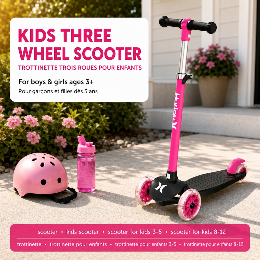 Image 734892_ALTMORE3.jpg, Product 734-892 / Price $64.99, Hurley Flash Three-Wheel Kids Beginner Scooter from Hurley on TSC.ca's Health & Fitness department