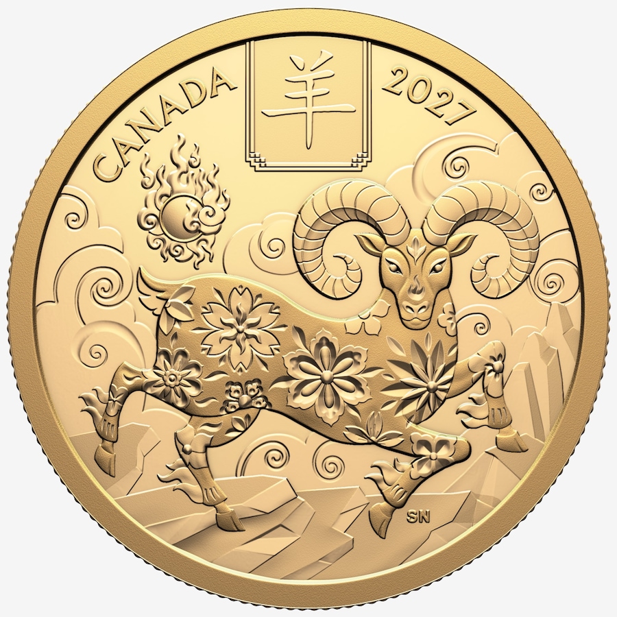 Image 734984_ALTMORE1.jpg, Product 734-984 / Price $4,058.88, 2027 $100 Year of the Goat Fine Gold Coin from Royal Canadian Mint (RCM) on TSC.ca's Coins department