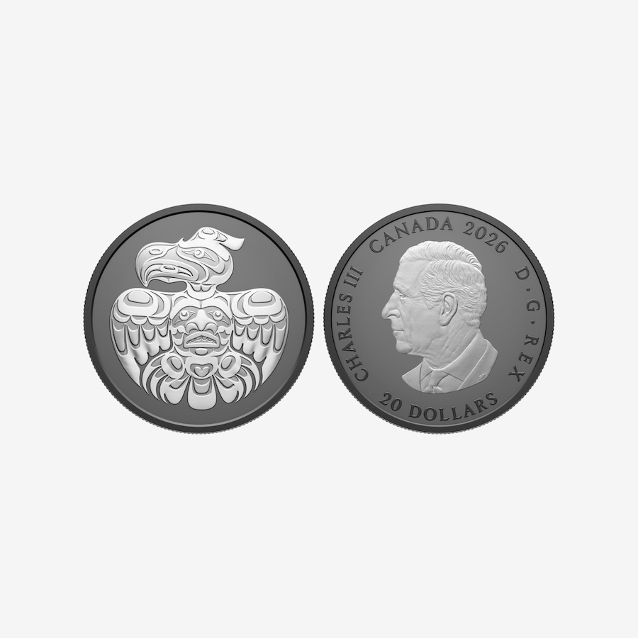 Image 735058_ALTMORE1.jpg, Product 735-058 / Price $234.95, 2026 $20 The Eagle One-Ounce Fine Silver Coin Plus Exclusive Bonus Bill Reid Coloured $2 Coin from Royal Canadian Mint (RCM) on TSC.ca's Coins department