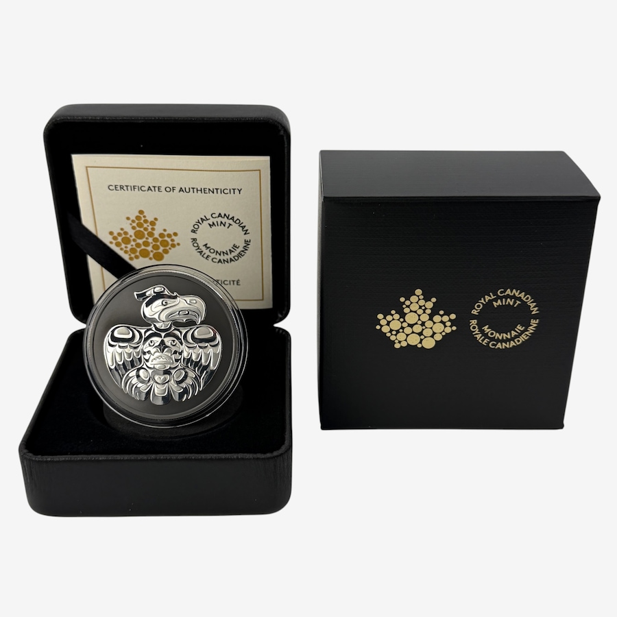 Image 735058_ALTMORE2.jpg, Product 735-058 / Price $234.95, 2026 $20 The Eagle One-Ounce Fine Silver Coin Plus Exclusive Bonus Bill Reid Coloured $2 Coin from Royal Canadian Mint (RCM) on TSC.ca's Coins department