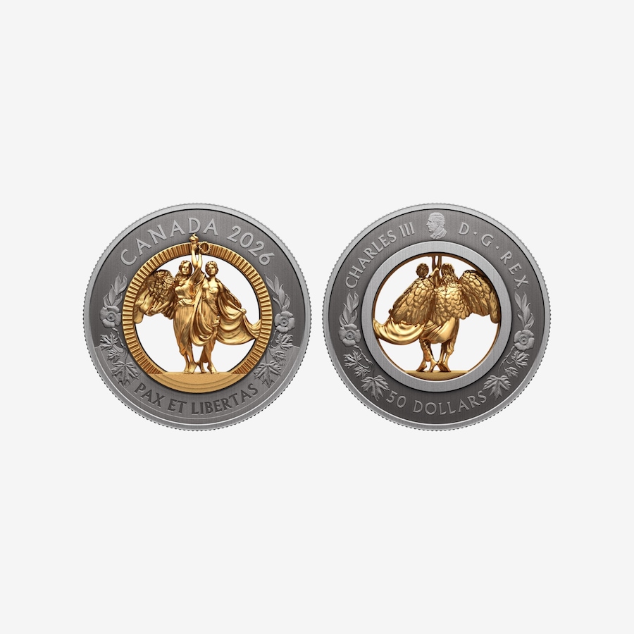 Image 735059_ALTMORE1.jpg, Product 735-059 / Price $1,239.95, 2026 $50 Allegory of Peace and Freedom Fine Silver Coin Plus Bonus 2020 UN Charter Keepsake Coin Set from Royal Canadian Mint (RCM) on TSC.ca's Coins department