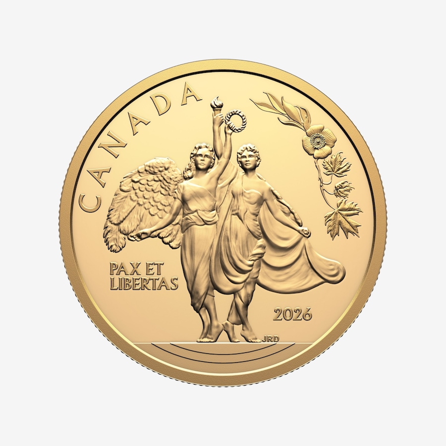 Image 735062_ALTMORE2.jpg, Product 735-062 / Price $8,259.00, 2026 $200 Allegory of Peace and Freedom One-Ounce Fine Gold Coin from Royal Canadian Mint (RCM) on TSC.ca's Coins department