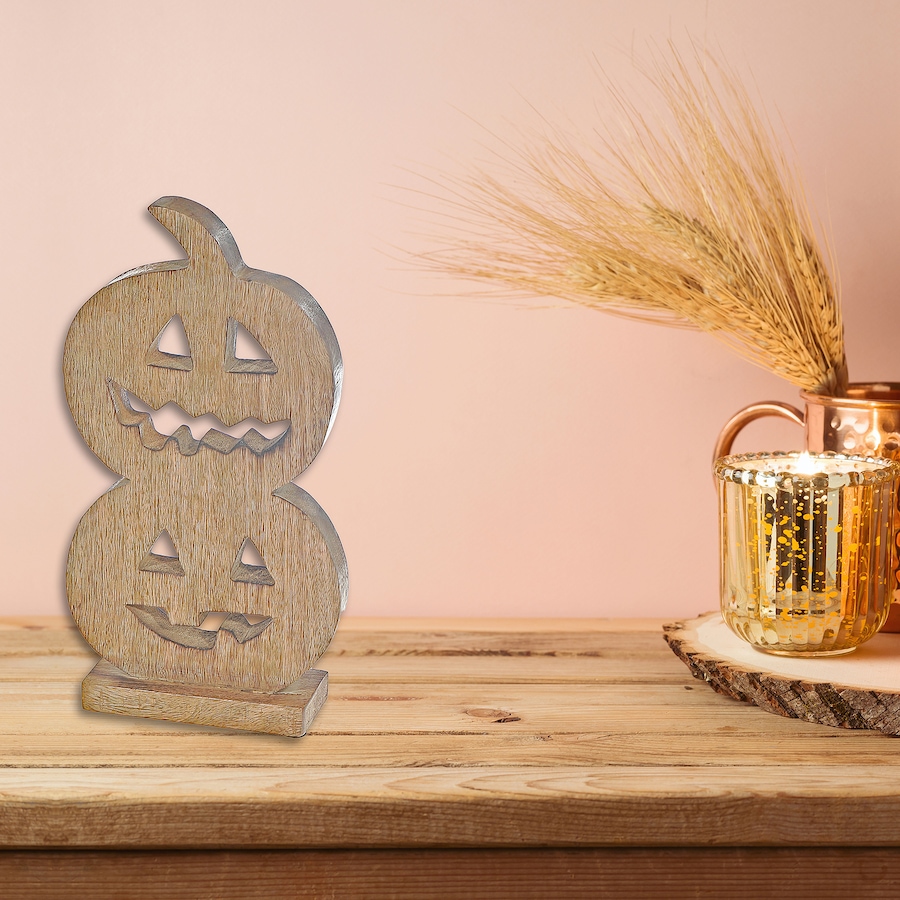 Image 735941_ALTMORE1.jpg, Product 735-941 / Price $29.99, IH Casa Décor Wood-Carved Double Jack-O-Lantern from IH Casa Decor on TSC.ca's Home & Garden department