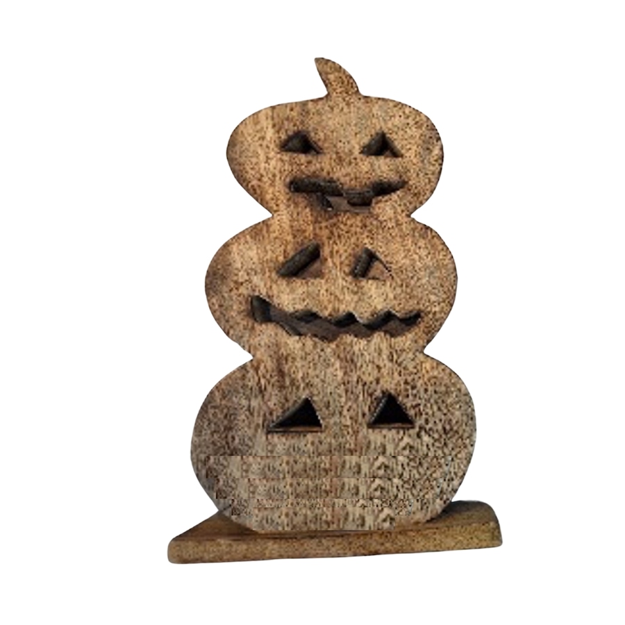 Image 735942.jpg, Product 735-942 / Price $34.99, IH Casa Décor Wood-Carved Triple Jack-O-Lantern from IH Casa Decor on TSC.ca's Home & Garden department