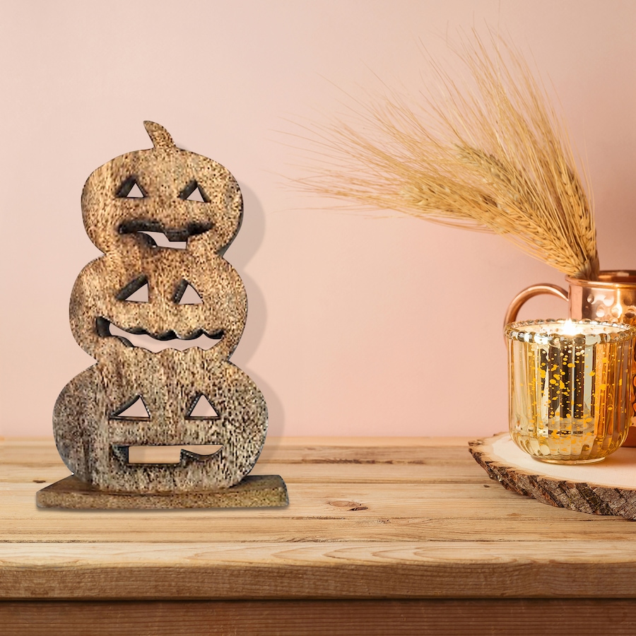 Image 735942_ALTMORE1.jpg, Product 735-942 / Price $34.99, IH Casa Décor Wood-Carved Triple Jack-O-Lantern from IH Casa Decor on TSC.ca's Home & Garden department
