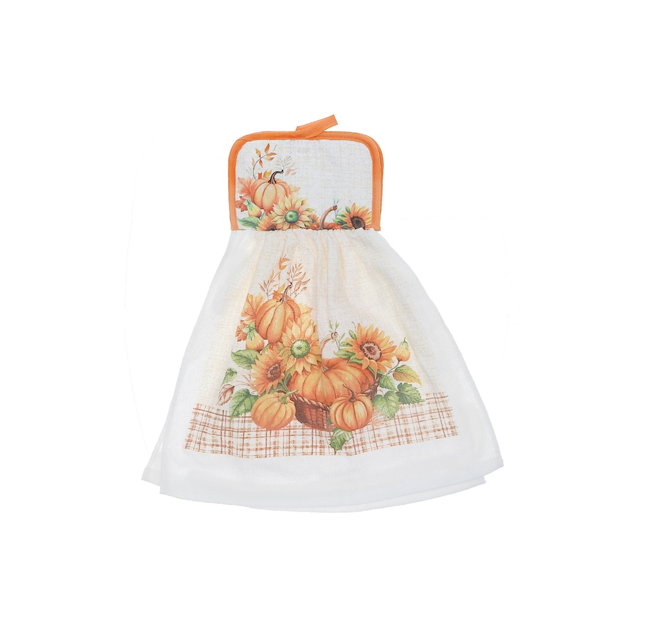 Image 735973.jpg, Product 735-973 / Price $19.99, IH Casa Décor Tie Hand Towel (pumpkin, set of 2) from IH Casa Decor on TSC.ca's Kitchen department