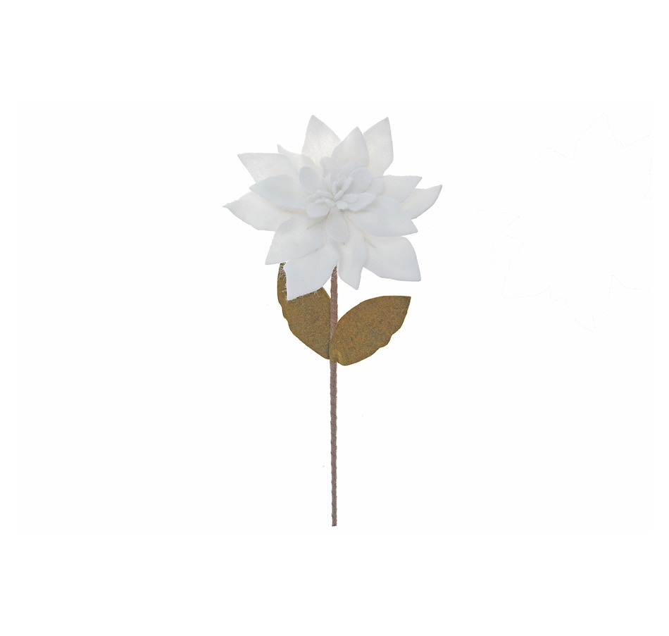 Image 736014.jpg, Product 736-014 / Price $19.99, IH Casa Décor Long-Stem Felt Poinsettia Pick (white) from IH Casa Decor on TSC.ca's Home & Garden department