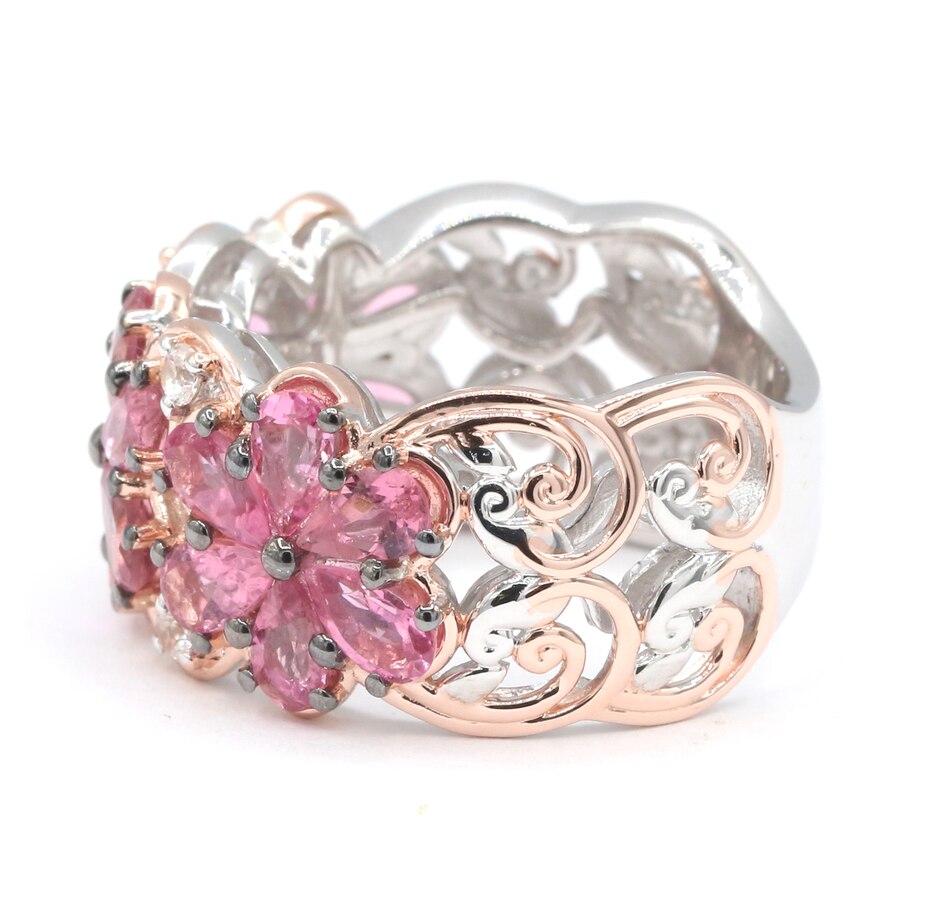Image 736023_ALTMORE1.jpg, Product 736-023 / Price $449.99, Gems en Vogue Palladium Silver Light Pink Tourmaline and White Zircon Flower Ring from Gems En Vogue on TSC.ca's Jewellery department