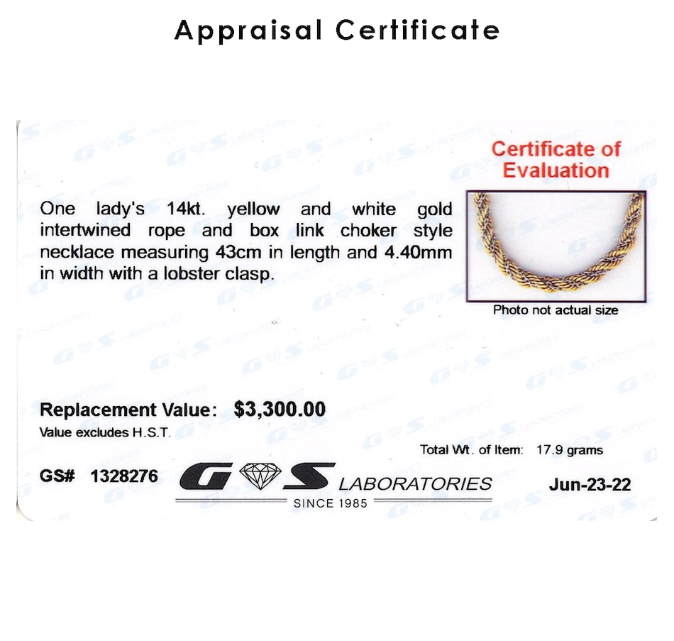 Image 736040_ALTMORE2.jpg, Product 736-040 / Price $1,995.00, Estate Originals 14K 17" Yellow And White Gold Intertwined Rope And Box Link Necklace from Estate Originals on TSC.ca's Jewellery department