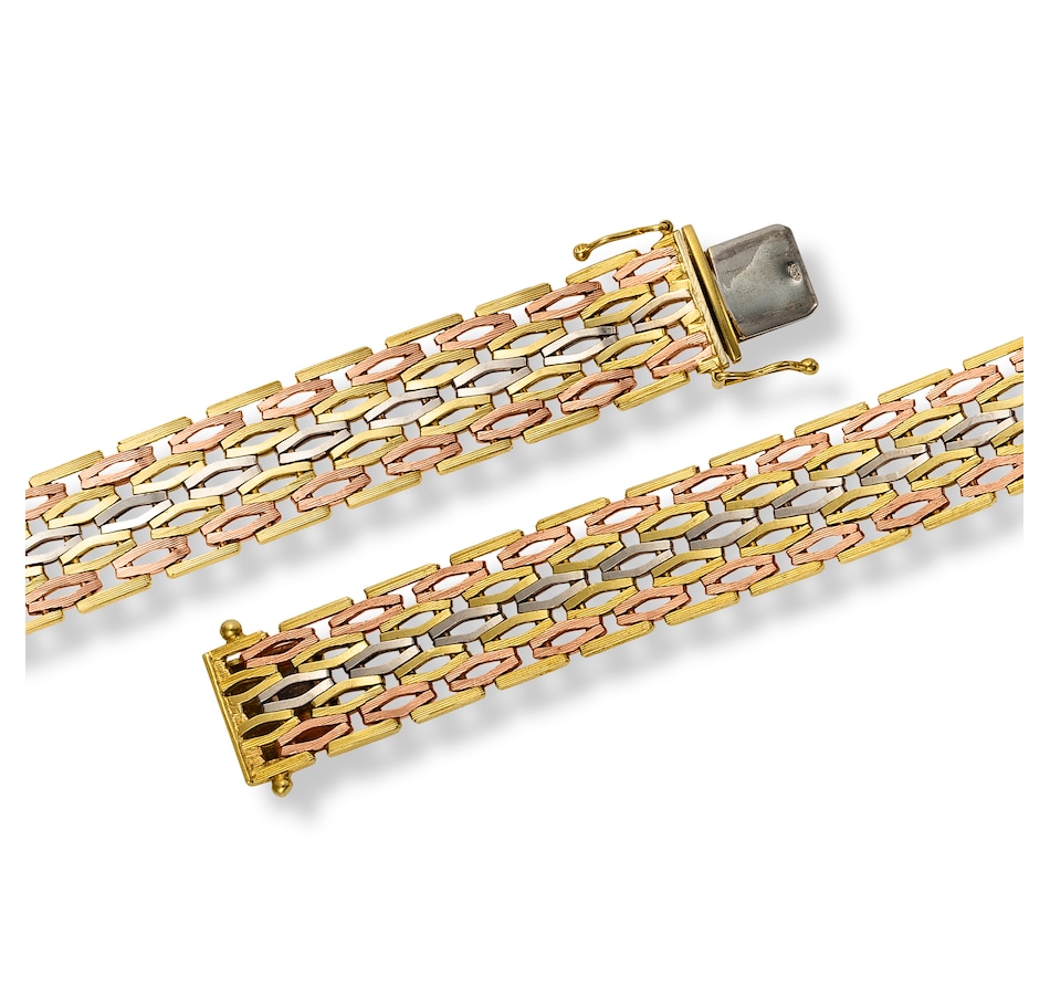 Image 736059_ALTMORE2.jpg, Product 736-059 / Price $3,695.00, Estate Originals 14K Yellow, Rose and White Gold Fancy Loose Mesh Link Bracelet from Estate Originals on TSC.ca's Jewellery department