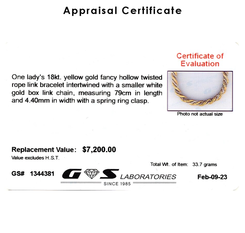 Image 736065_ALTMORE3.jpg, Product 736-065 / Price $4,295.00, Estate Originals 18K 30" Yellow and White Gold Intertwined Rope and Box Link Necklace from Estate Originals on TSC.ca's Jewellery department