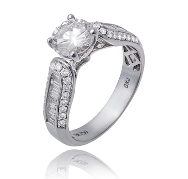 Estate Originals 18K White Gold 1.79 CTW Diamond Engagement Ring with a 1.10 CTW Centerstone