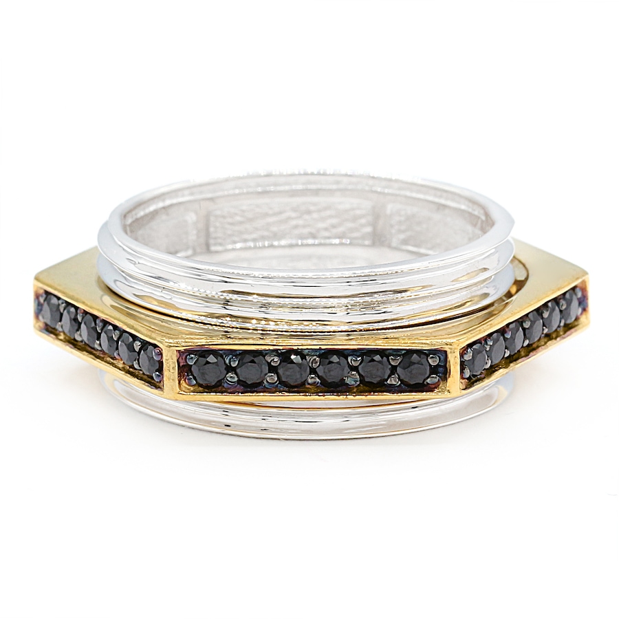 Image 736125.jpg, Product 736-125 / Price $199.99, Gems en Vogue Palladium Silver Black Spinel Men's Spin Ring from Gems En Vogue on TSC.ca's Jewellery department
