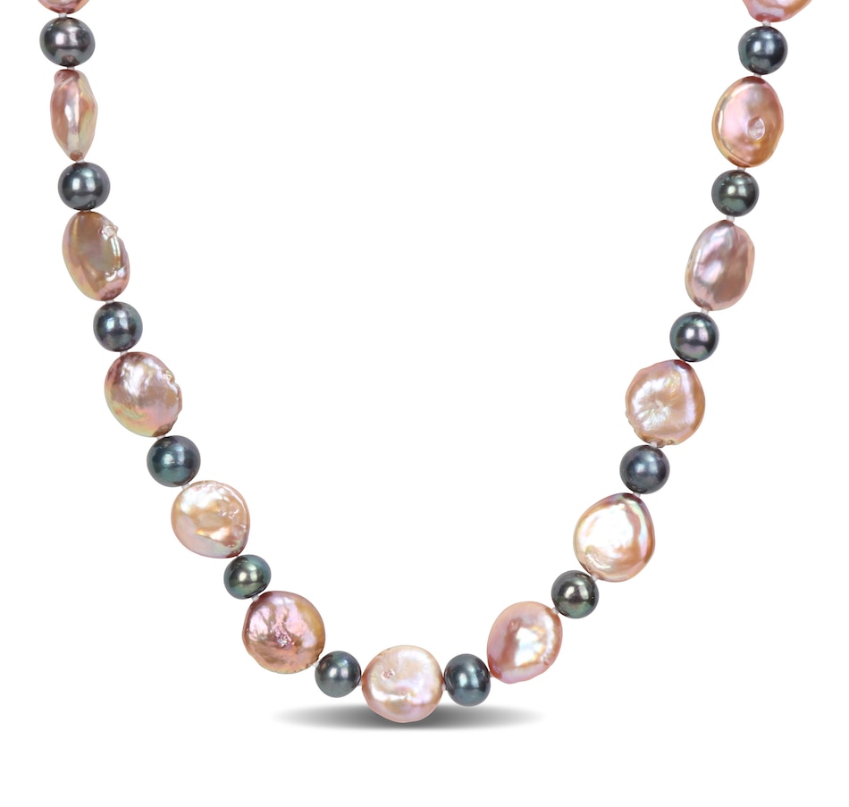 Image 736138_PNK.jpg, Product 736-138 / Price $169.99, Amour Pearls Cultured Freshwater Black & Multi Freshwater Coin Pearls Necklace from Amour Pearls on TSC.ca's Jewellery department