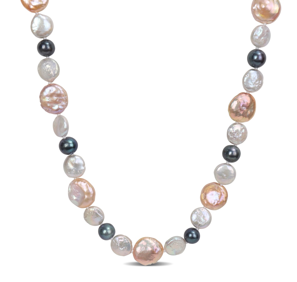 Image 736140_PNK.jpg, Product 736-140 / Price $169.99, Amour Pearls 10-13.5mm Choice of Coloured Cultured Freshwater Cultured Coin & 7-7.5mm Black Freshwater Cultured Pearl Necklace from Amour Pearls on TSC.ca's Jewellery department